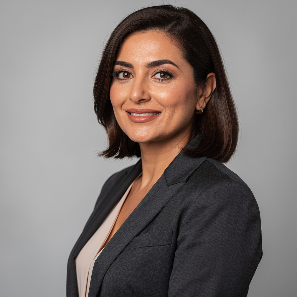 Studio portrait of a Turkish legal consultant in professional attire