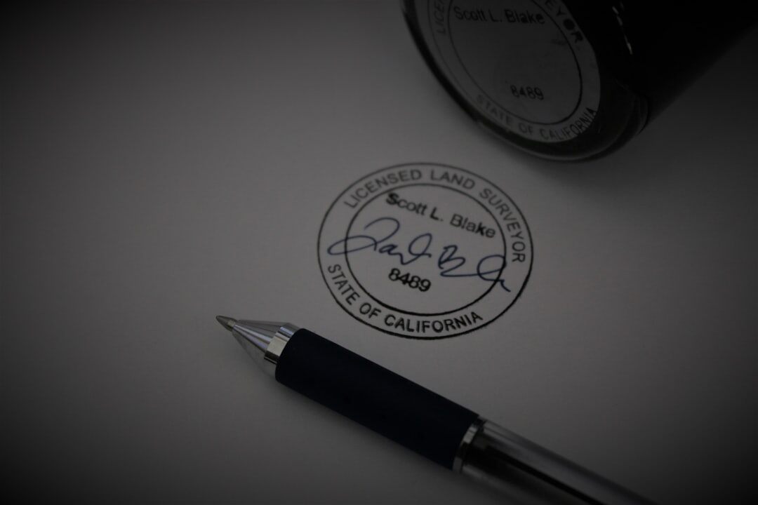 Official notary stamp on a legal document